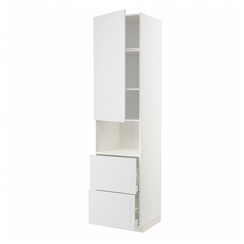 METOD / MAXIMERA Hi cab f micro w door/2 drawers, white/Stensund white, 60x60x240 cm