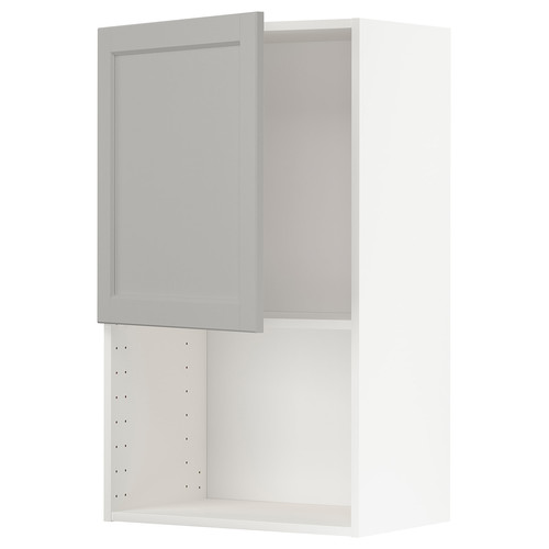 METOD Wall cabinet for microwave oven, white/Lerhyttan light grey, 60x100 cm