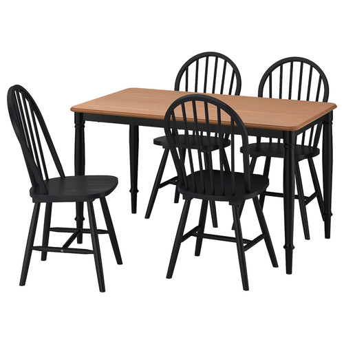 DANDERYD / SKOGSTA Table and 4 chairs, pine veneer black/black, 130 cm