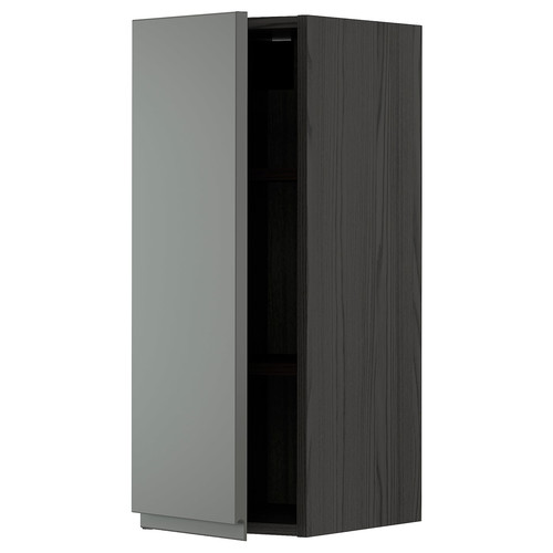 METOD Wall cabinet with shelves, black/Voxtorp dark grey, 30x80 cm