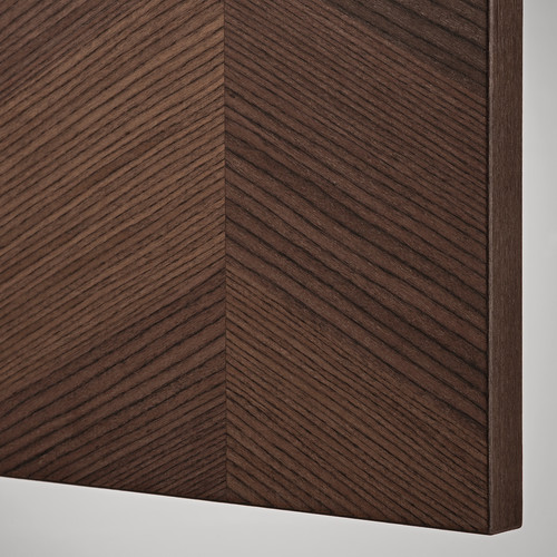 METOD Top cabinet for fridge/freezer, black Hasslarp/brown patterned, 60x60 cm