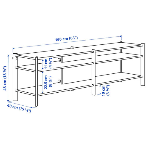 JÄTTESTA TV storage combination, white/light bamboo, 240x40x194 cm