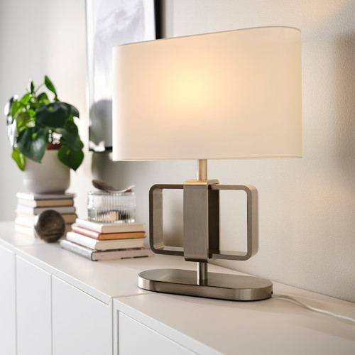 UPPVIND Table lamp, nickel-plated, white, 47 cm