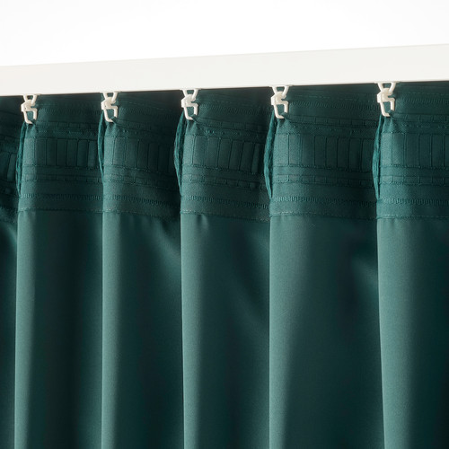 MAJGULL Block-out curtains, 1 pair, dark turquoise, 145x300 cm