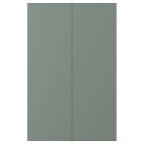 NICKEBO 2-p door f corner base cabinet set, matt grey-green, 25x80 cm