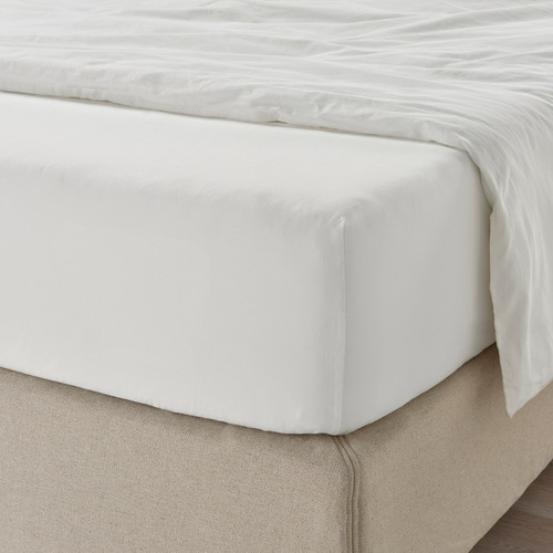 ULLVIDE Fitted sheet, white, 120x200 cm