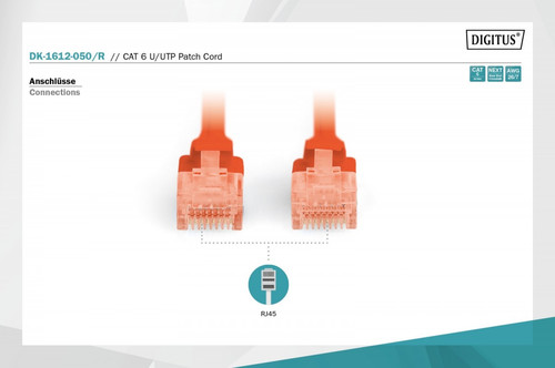 Digitus Patch Cable RJ45 DK-1612-050/R 5m, red