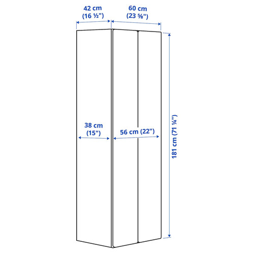 SMÅSTAD / PLATSA Wardrobe, white/light green, 60x42x181 cm