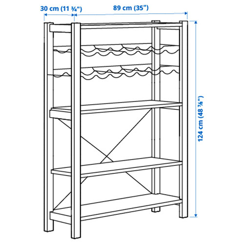 IVAR 1 section/shelves/bottle racks, pine, 89x30x124 cm