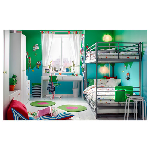 SVÄRTA Bunk bed frame, silver colour, 90x200 cm