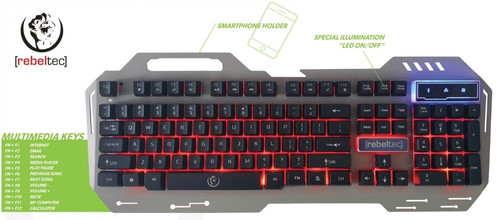 Rebeltec Discovery 2 Metal Gaming Wired Keyboard, black/led