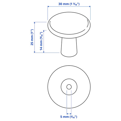 KALERUM Knob, stainless steel colour, 30 mm