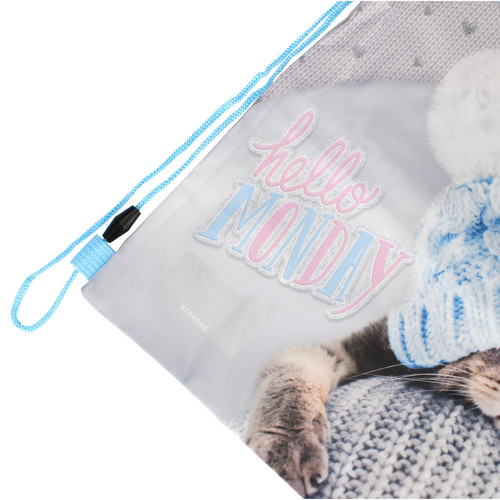 Drawstring Bag School Shoes/Clothes Bag Kitty Blue