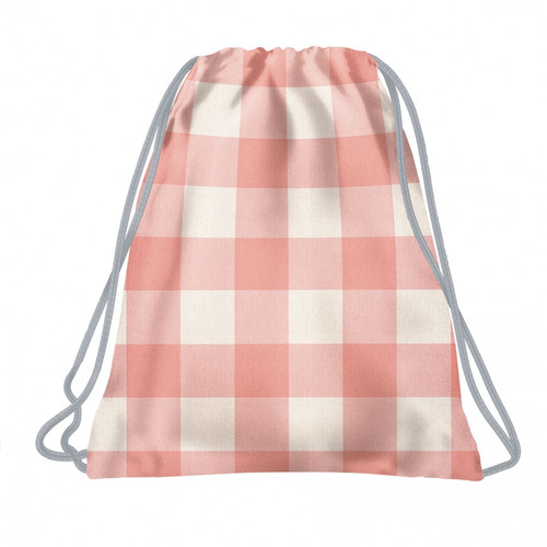 Drawstring Bag School Shoes/Clothes Bag Pink Check