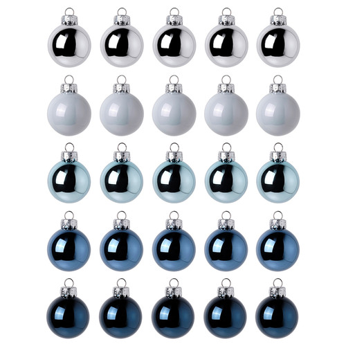 VINTERFINT Decoration, bauble, glass blue/silver-colour, 3.5 cm