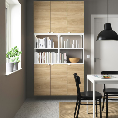 ENHET Wall storage combination, white, oak effect, 120x30x225 cm