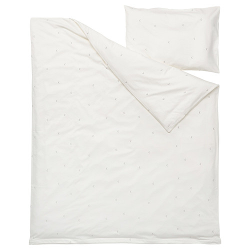 LENAST Quilt cover/pillowcase for cot, white, 110x125/35x55 cm