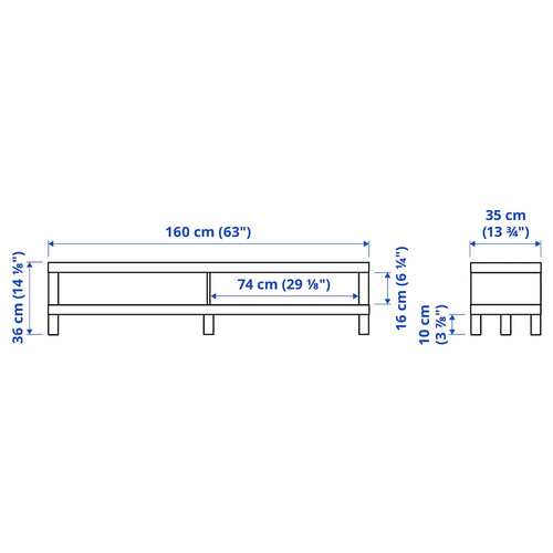 LACK TV bench, white, 160x35x36 cm