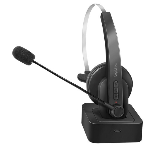 LogiLink Headset Headphones Bluetooth with Charging Stand