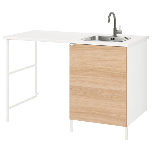 ENHET Laundry, white/oak effect, 139x63.5x90.5 cm