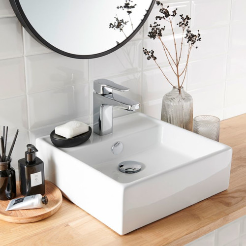 Ceramic Countertop Basin GoodHome Hendra 38x38.5cm, white