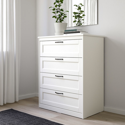 SONGESAND Chest of 4 drawers, white, 82x104 cm