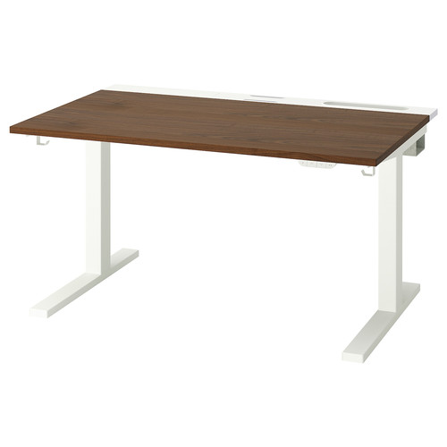 MITTZON Desk sit/stand, electric walnut veneer/white, 120x80 cm