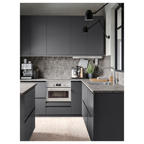 EKBACKEN Worktop, dark grey, marble effect laminate, 186x2.8 cm