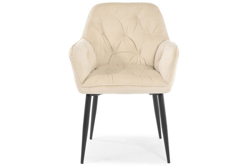 Glamour Chair with Armrests EMMA, velvet, beige