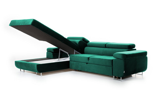 Corner Sofa-Bed Left Annabelle II Green Monolith 37