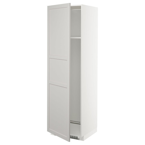 METOD High cab f fridge or freezer w door, white/Lerhyttan light grey, 60x60x200 cm