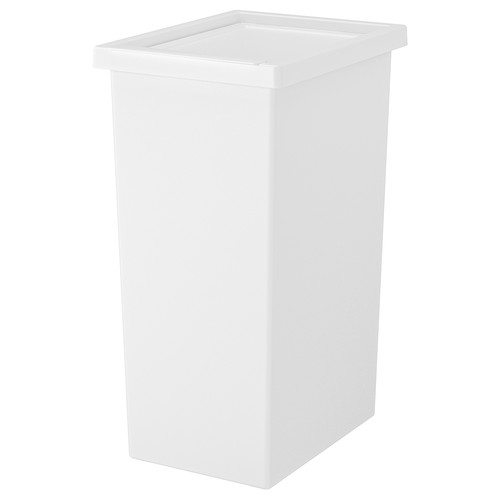 FILUR Bin with lid, white, 42 l