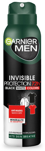 Garnier Men Anti-Perspirant Deodorant Spray Invisible Protection 72h - Black,White,Colors   150ml