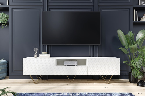 TV Cabinet Scalia, matt white/gold legs