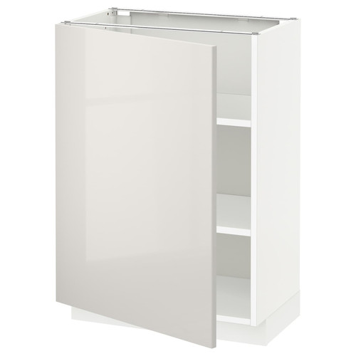 METOD Base cabinet with shelves, white/Ringhult light grey, 60x37 cm