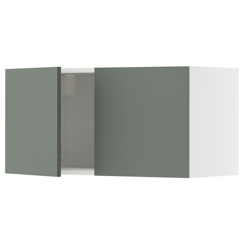 METOD Wall cabinet with 2 doors, white/Nickebo matt grey-green, 80x40 cm