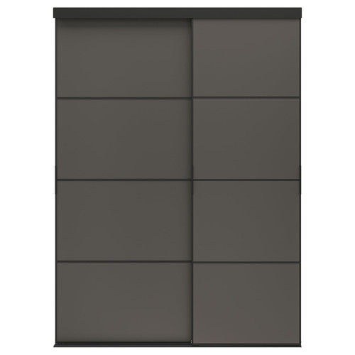 SKYTTA / MEHAMN Sliding door combination, black/double sided dark grey, 177x240 cm