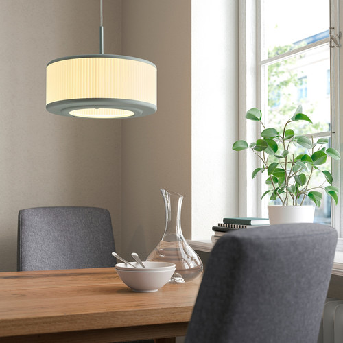 REMTÅNG Pendant lamp, grey-green, 38 cm