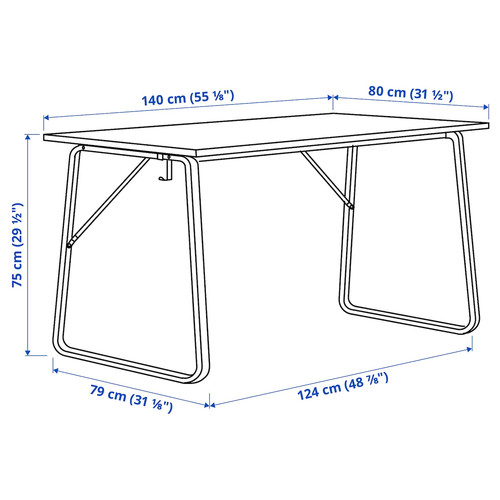 HUVUDSPELARE Gaming desk, black, 140x80 cm