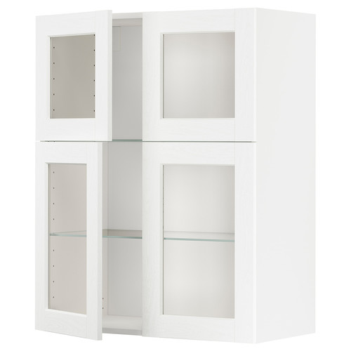 METOD Wall cabinet w shelves/4 glass drs, white Enköping/white wood effect, 80x100 cm