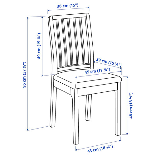 INGATORP / EKEDALEN Table and 4 chairs, white white/Ramna light grey, 110/155 cm