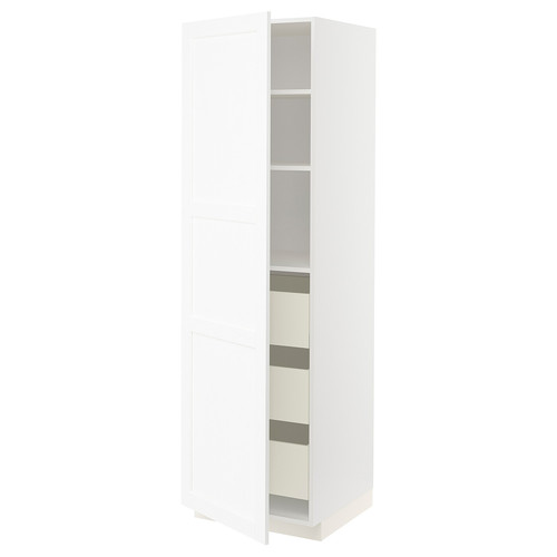 METOD / MAXIMERA High cabinet with drawers, white Enköping/white wood effect, 60x60x200 cm