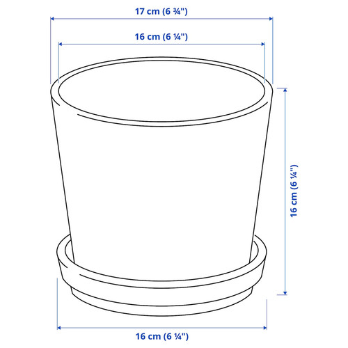 KLOTLÖNN Plant pot with saucer, in/outdoor/grey/beige, 15 cm