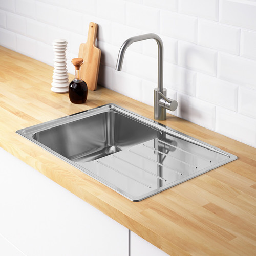 VATTUDALEN Inset sink, 1 bowl with drainboard