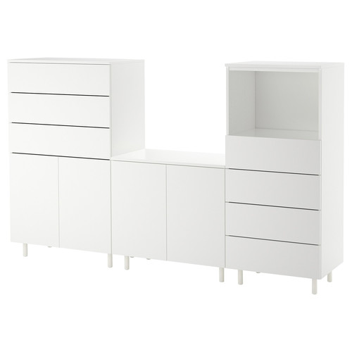 PLATSA Storage combination, white, Fonnes white, 220x42x133 cm