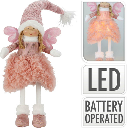 Decorative Figure Angel Christmas LED 69cm, pink