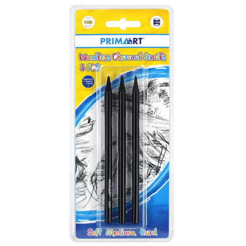 Prima Art Woodless Charcoal Pencils Soft, Medium, Hard 3pcs