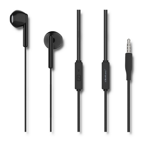 Qoltec In-ear Headphones with Microphone, black