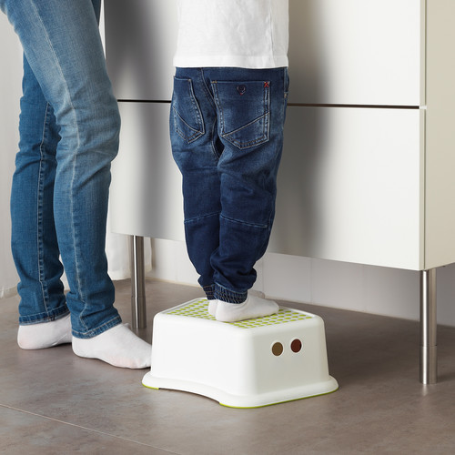 FÖRSIKTIG Children's stool, white, green