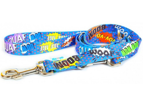 Matteo Adjustable Dog Leash 10mm, blue graffiti